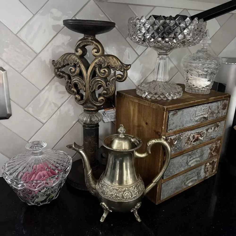 Vintage Ornate Brass Coffee Tea Pot Footed Floral Embossed Decorative Ewer
